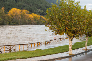 Fototapeta na wymiar Major flooding due to heavy rain. Climate change