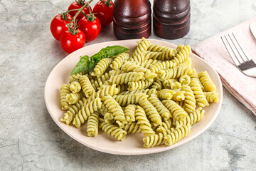 Italian pasta with basil pesto