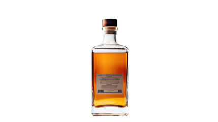 bottle of whiskey with label on white background