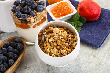 Granola museli cereal for breakfast