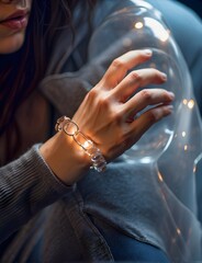 Glowing in the dark with my light-up bracelet to guide the way