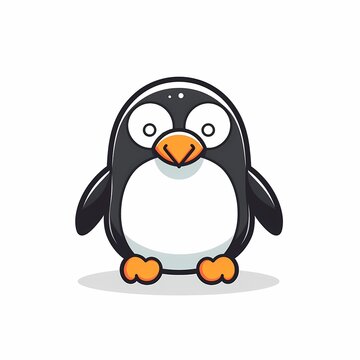 Cheerful Cartoon Penguin Character Standing on a Plain Background