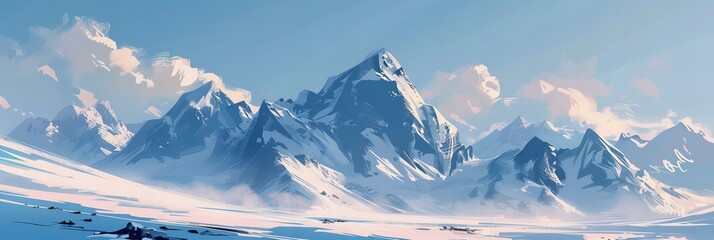 snow covered mountains tops landscape