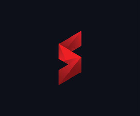 Polygonal red gradient letter S logo design