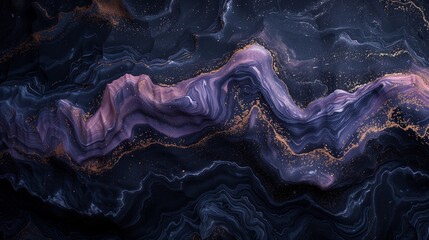 Intricate patterns of cosmic navy and celestial magenta blending seamlessly, crafting an otherworldly abstract composition on a textured canvas of abstract black. 