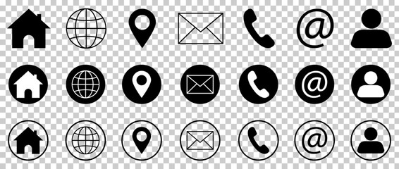 Contact us icons. Vector illustration isolated on transparent background