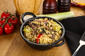 Bulgur with lamb and vegetables