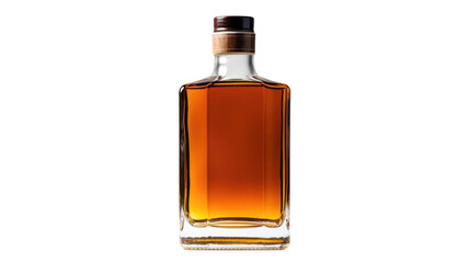 bottle of whiskey without label on white background