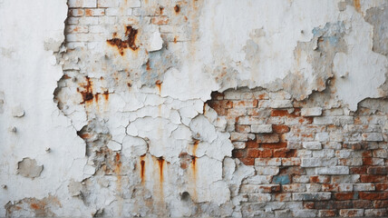 Old white brick wall in grunge style