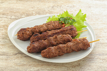 Beef kebab skewer minced meat