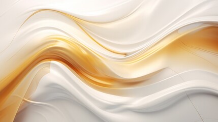Obraz premium A high-definition image showcases the brilliance of abstract white and golden liquid, forming an exquisite wavy background that exudes luxury.
