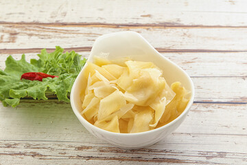 Marinated white ginger in the bowl
