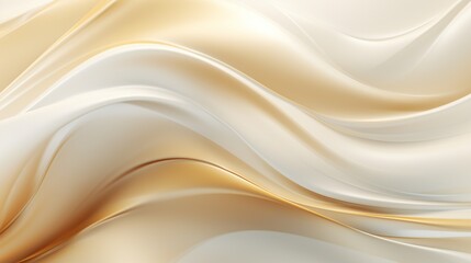 A high-definition image showcases the brilliance of abstract white and golden liquid, forming an exquisite wavy background that exudes luxury.
