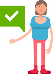 Woman Character and Check Mark
