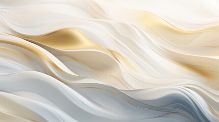 Obraz premium A high-definition snapshot freezes a moment of liquid luxury, as abstract white and golden waves create a resplendent wavy tapestry.