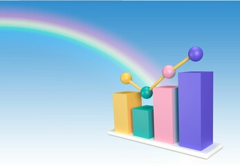 Gráfico, crecimiento, economía, beneficio, arco iris, fondo, color