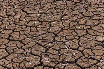 Aerial texture of dry river with crack textures
