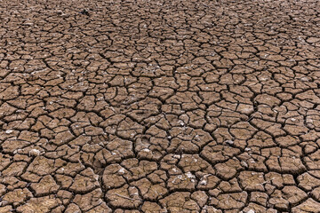 Aerial texture of dry river with crack textures