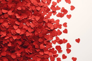 Dense spread of red hearts covering a surface, depicting love and Valentine's Day celebration - obrazy, fototapety, plakaty