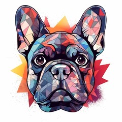 Colorful Geometric French Bulldog Illustration with Abstract Background
