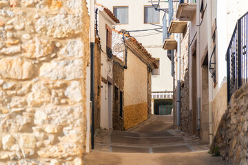 Fototapeta na wymiar Streets in the old town, in Xodos, Comunidad Valenciana, Castellón province, Spain.