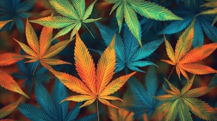 Colorful cannabis leaf pattern in autumn