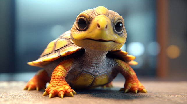 3d rendered photo of turtle made with generative AI