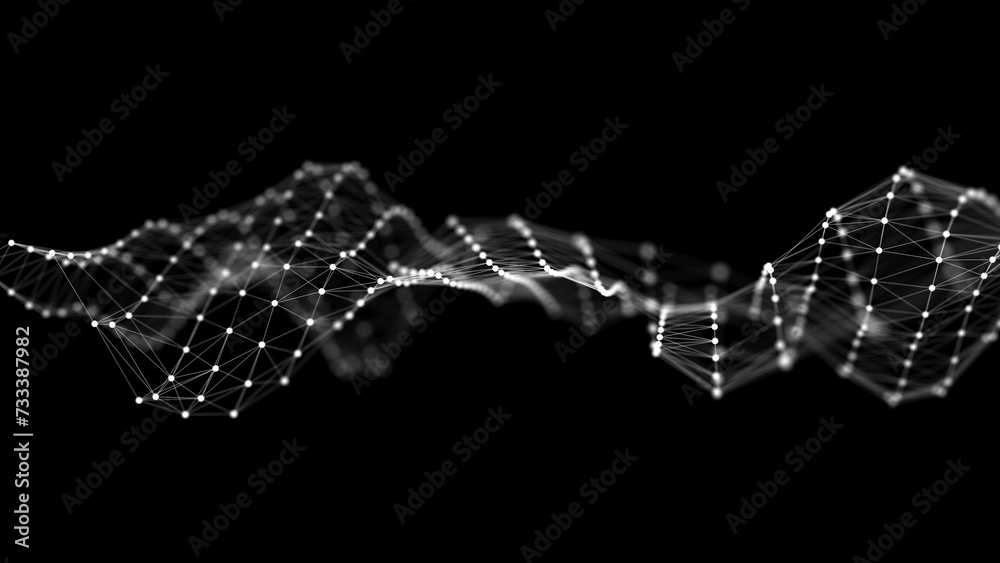 Poster abstract digital science background. a stream of luminous particles. big data visualization. 3d rend