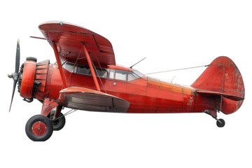 small airplane isolated on transparent background ,vintage plane png ,generative ai