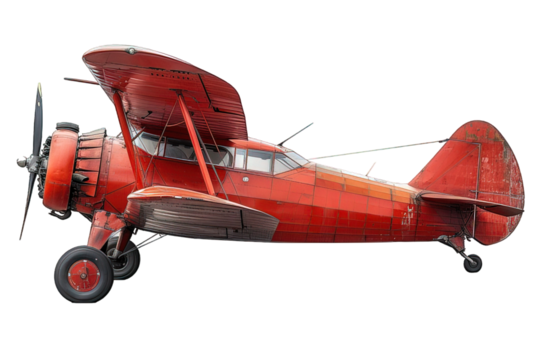 small airplane isolated on transparent background ,vintage plane png ,generative ai