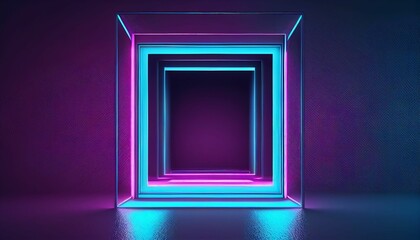 AI generated illustration of A vibrant electric neon square frame