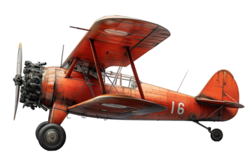 small airplane isolated on transparent background ,vintage plane png ,generative ai