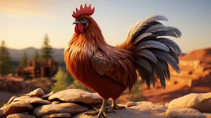 Fotobehang 3d rendered photo of chicken made with generative AI © Xaprushu