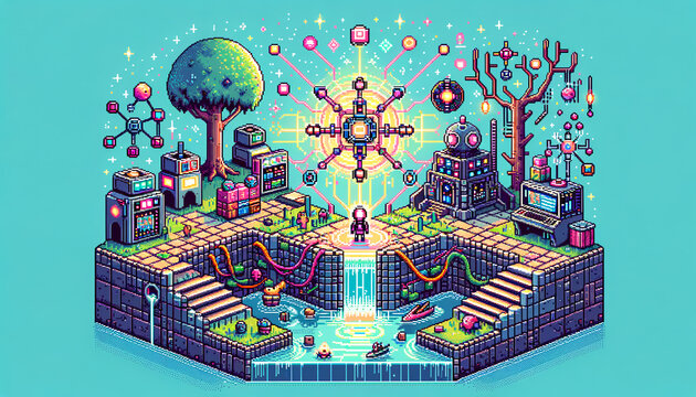 Pixelated AI Robot Navigating a Rewarding Maze - Retro Reinforcement Learning