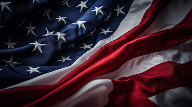 photo of american flag zoomed in, americana, cinematic lighting
