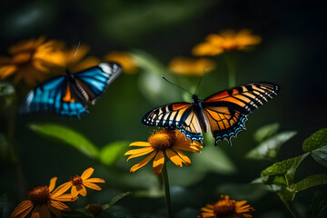 Fototapeta premium A Monarch butterflys on a flowers