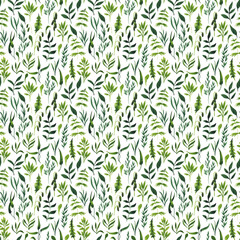 Many different blades of grass on a white background. Spring seamless pattern.