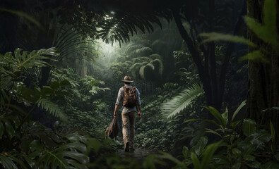 Hiker in the rainforest