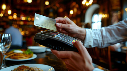person making a mobile payment using a smartphone and a card reader.