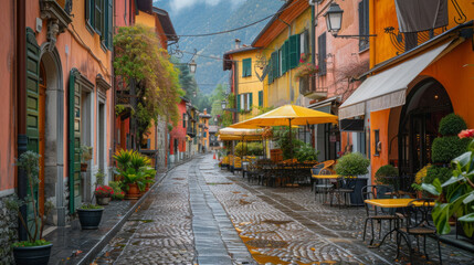 Fototapeta premium A charming European village, with cobblestone streets
