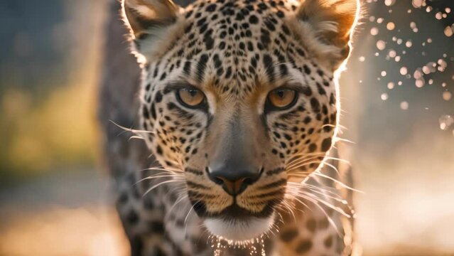Close-Up of Leopard With Blurry Background