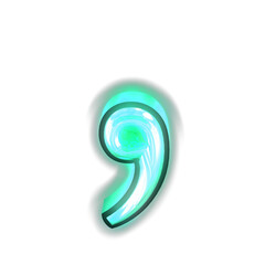 Glowing turquoise 3d symbols