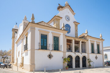 Facade of the Our Lady of the Rosary church in Olhao, Portugal.
