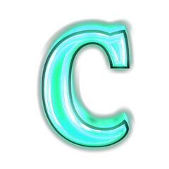 Glowing turquoise 3d symbols. letter c