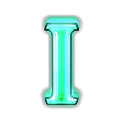 Glowing turquoise 3d symbols. letter i