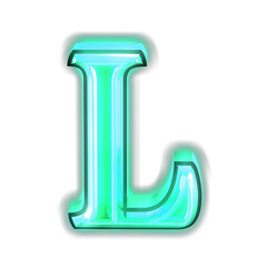 Glowing turquoise 3d symbols. letter l