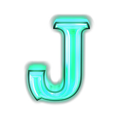 Glowing turquoise 3d symbols. letter j