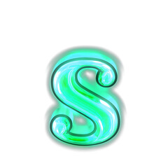 Glowing turquoise 3d symbols. letter s