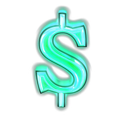 Glowing turquoise 3d symbols