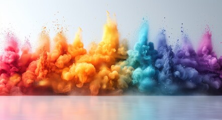 Obraz na płótnie Canvas Color explosion colorful rainbow powder flight explosion
